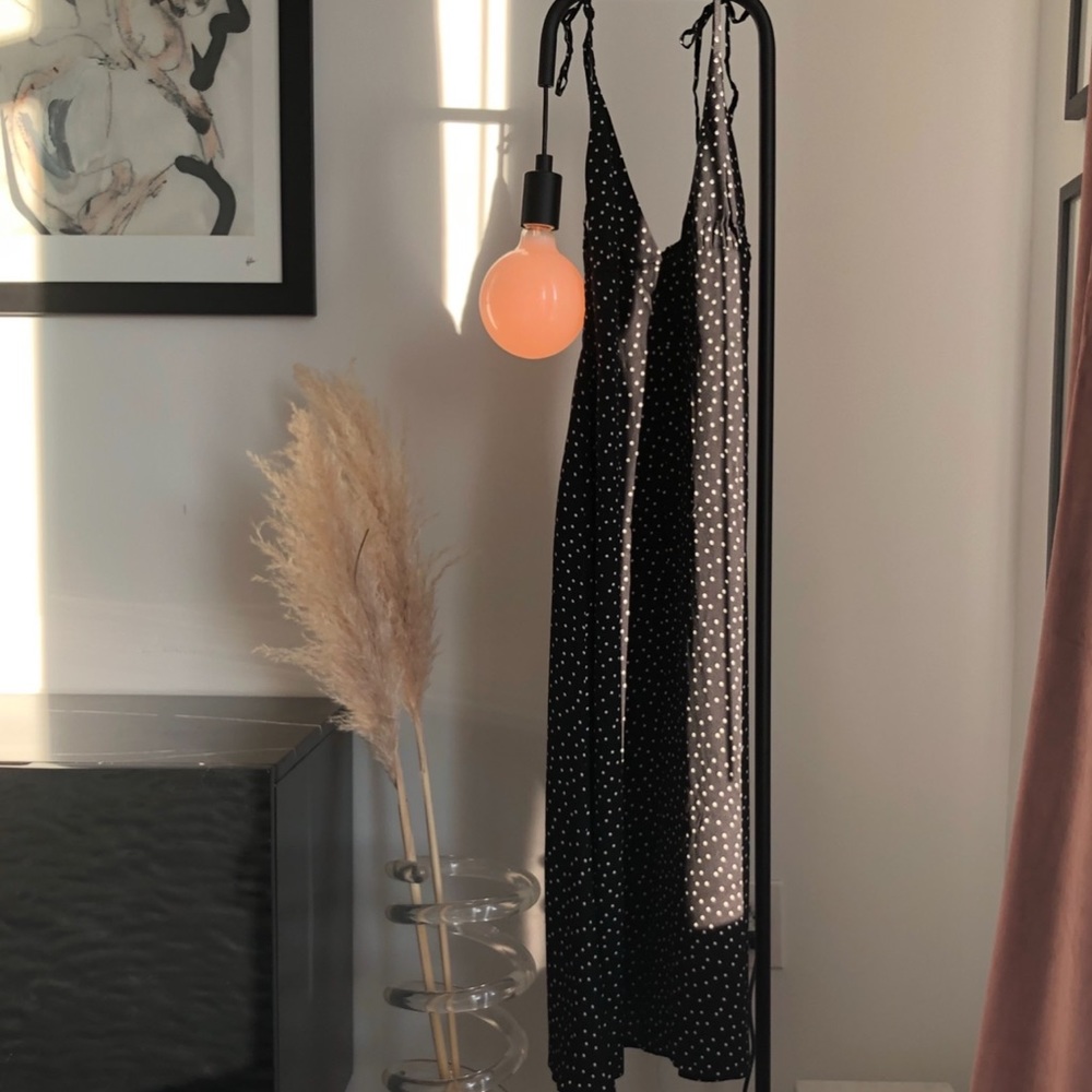 Black and white polkadot Reformation Dress